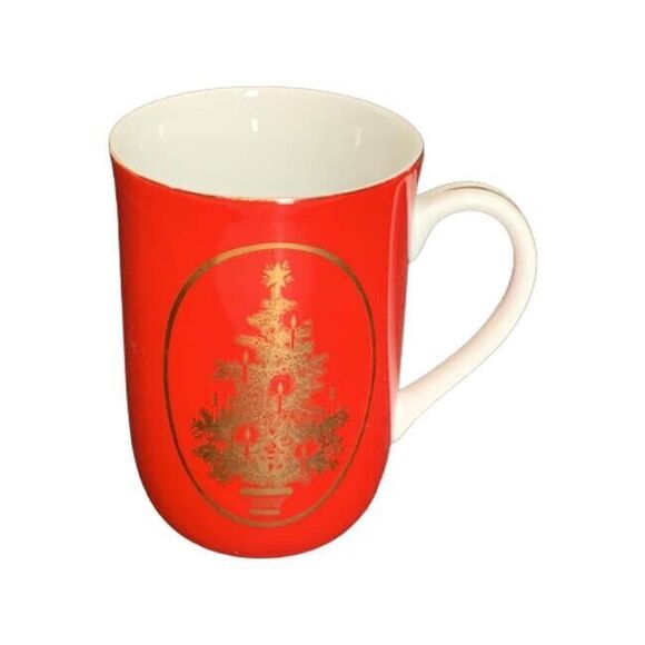 Otagiri Tea Cup Red Porcelain Gold Metallic Christmas Coffee Mug - Made in Japan - Picture 1 of 5